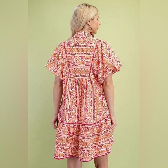 GiGiO Women's Paisley Multi Color Mini Swing Dress Size Small - Picture 3 of 9